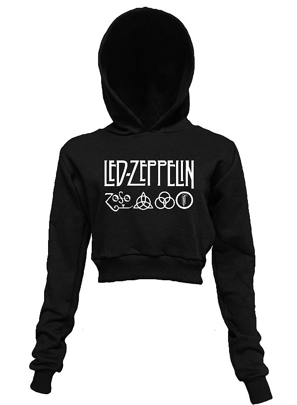 Led Zeppelin - Cropped Moletom Manga Longa - Preto