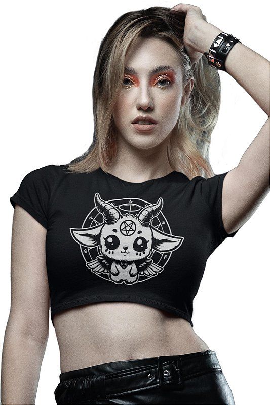 Blusa Cropped Alternativo Baby Baphometinho