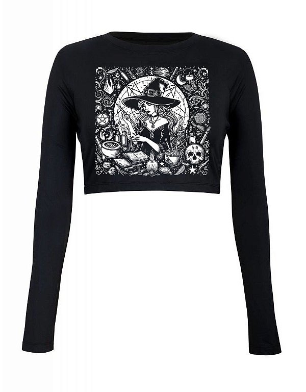 Cropped Manga Longa - Jovem Bruxa Suprema - Wicca - Feth