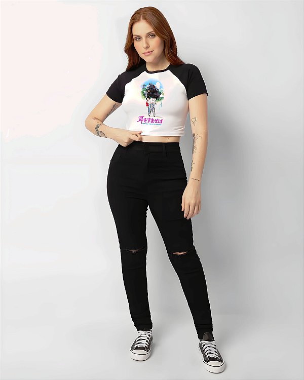 Cropped Raglan - Sussurros do Coração - Studios Ghibli