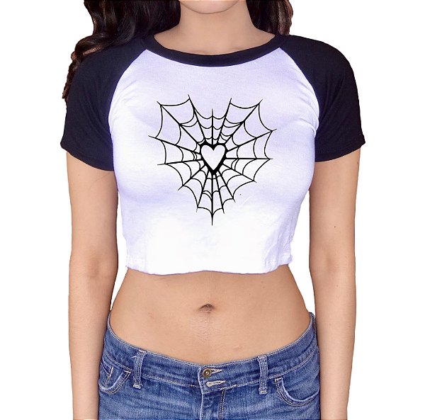 Coração de Teia Cropped Raglan