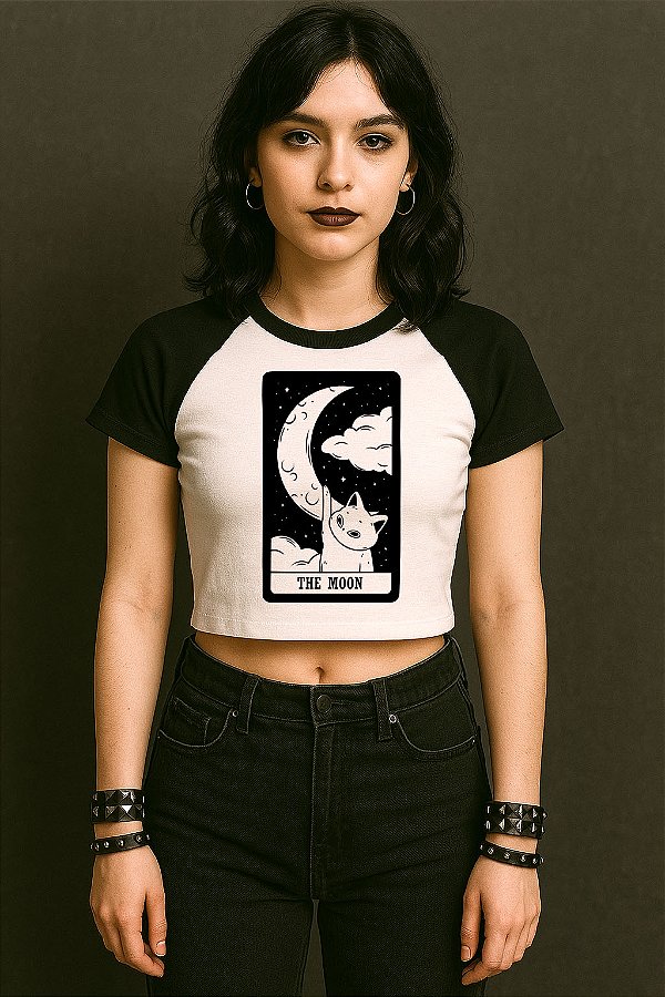 Cropped Raglan Gato Tarot The Moon