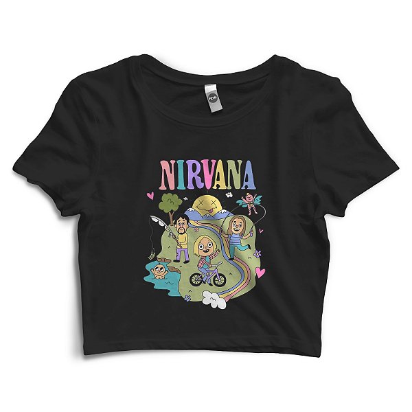 Blusa Cropped Nirvana Estilo Desenho