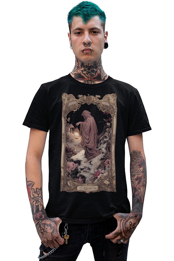Camiseta TAROT - Arcano Maior O EREMITA - Art Nouveau