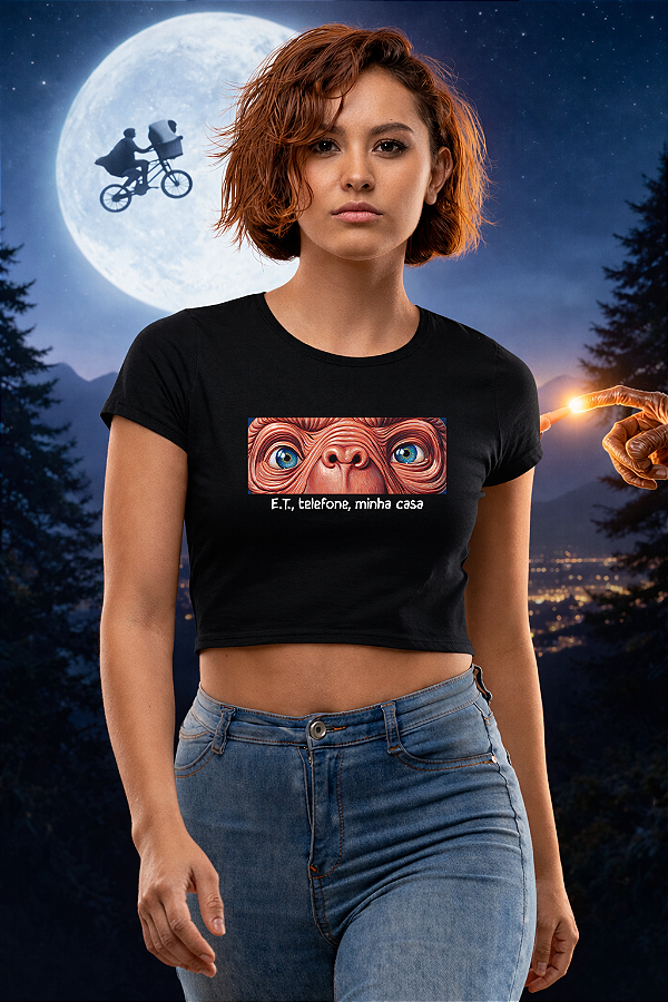 Blusa Cropped E.T. O Extraterrestre - Coleção Janelas da Alma