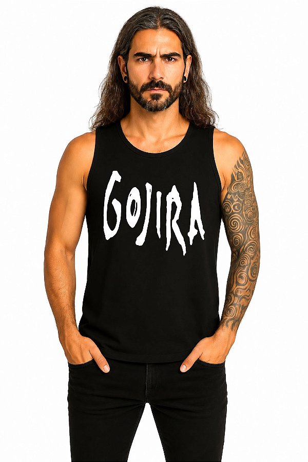 Camiseta Regata Masculina Gojira Logo Banda Metal Progressivo 100% Algodão