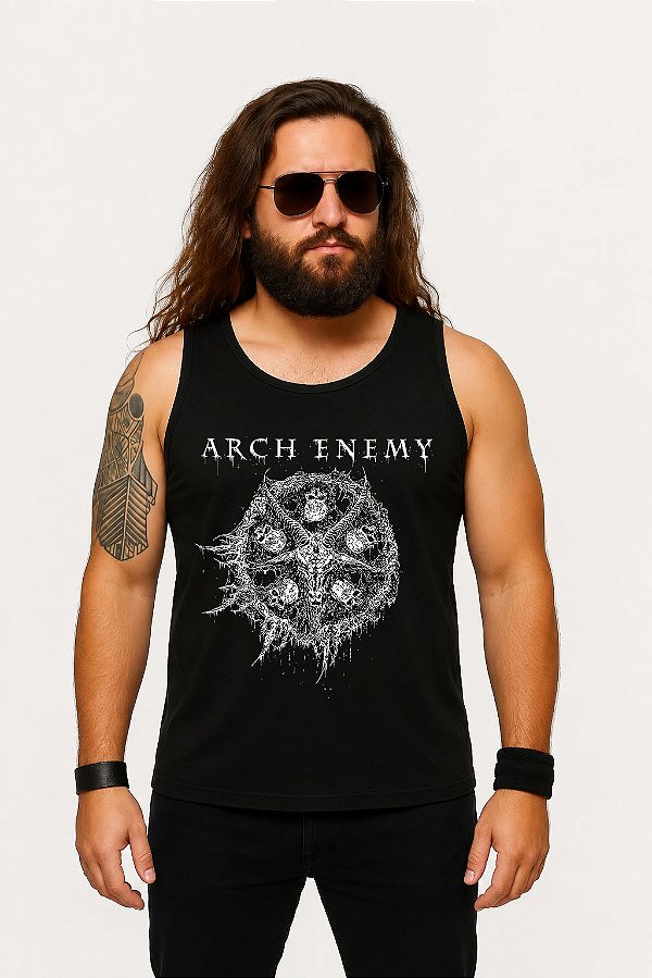 Camiseta Regata Masculina Arch Enemy Baphomet Death Metal 100% Algodão