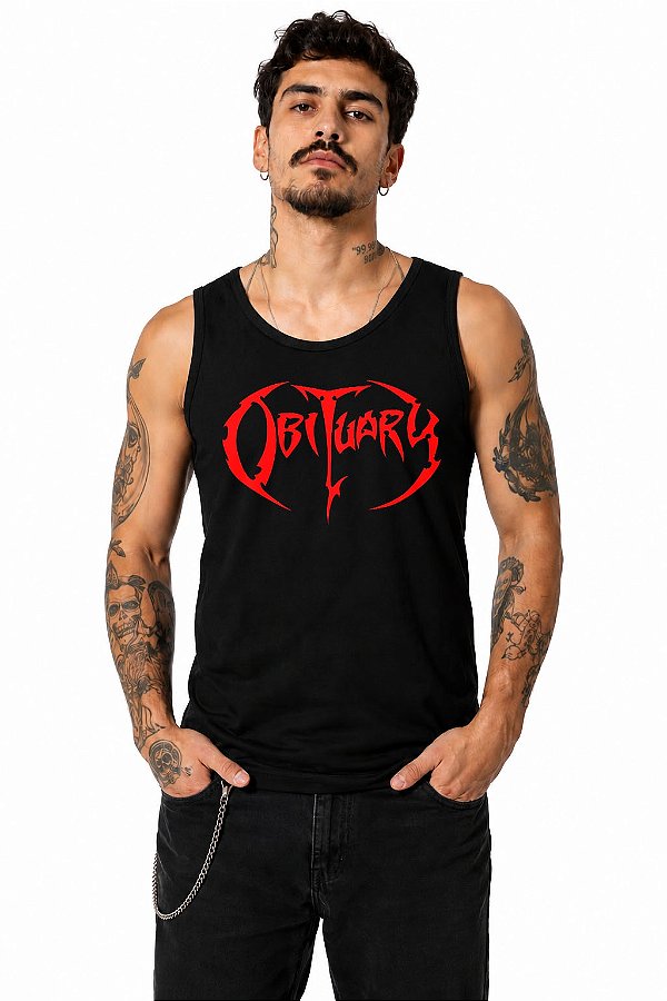 Camiseta Regata Masculina Obituary Logo Death Metal 100% Algodão