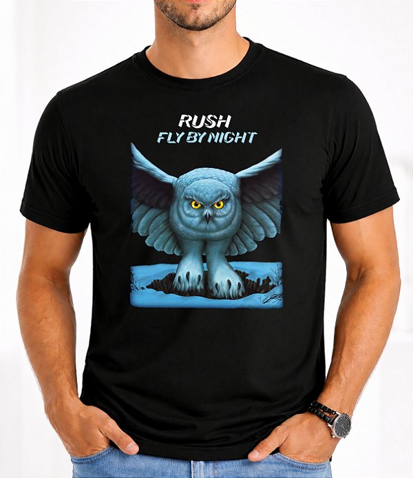 Camiseta Rush Fly by Night Rock em Algodão 100% Fio 30.1 Premium