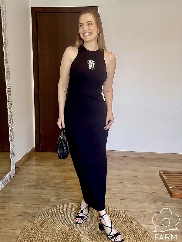 Vestido Rib Maxi Flor Farm