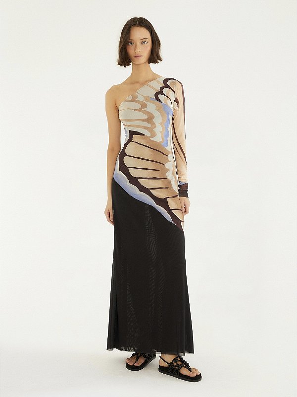 Vestido Tule Ombro Só Asa de Borboleta Farm