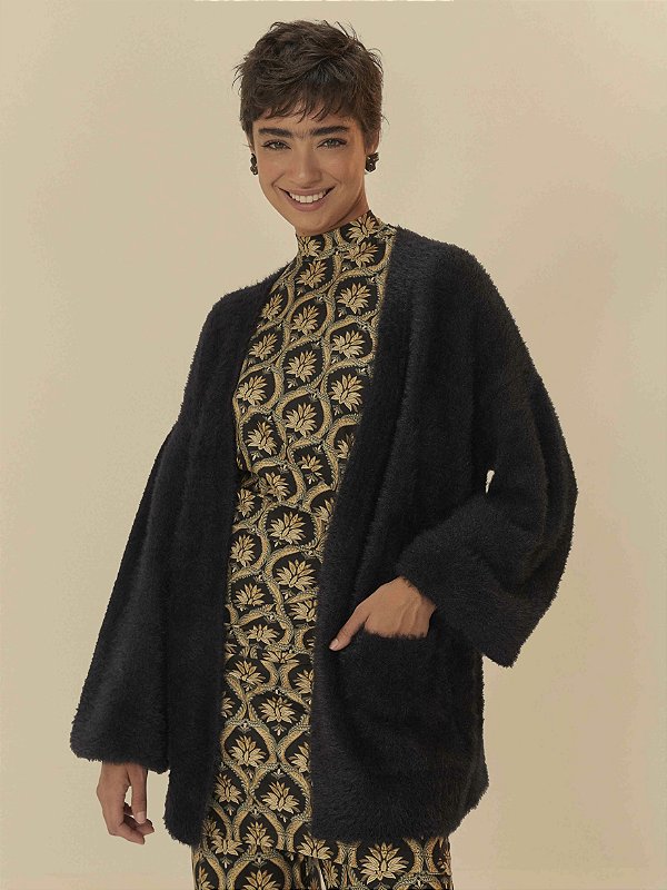 Cardigan Tricot Pelinho Com Bolso Farm