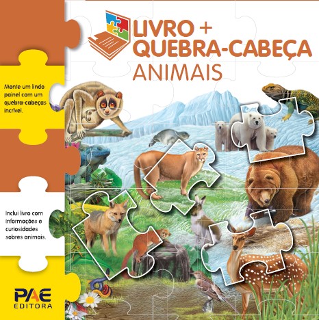 Livro + quebra-cabeça animais