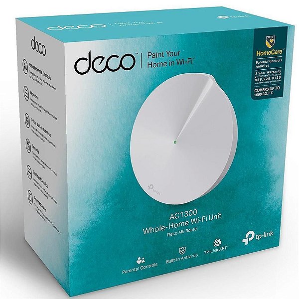 Roteador TP-Link Deco Mesh M5 Dual Band AC1300, 2,4 GHz, WAN/LAN Gigabit 1 Peça