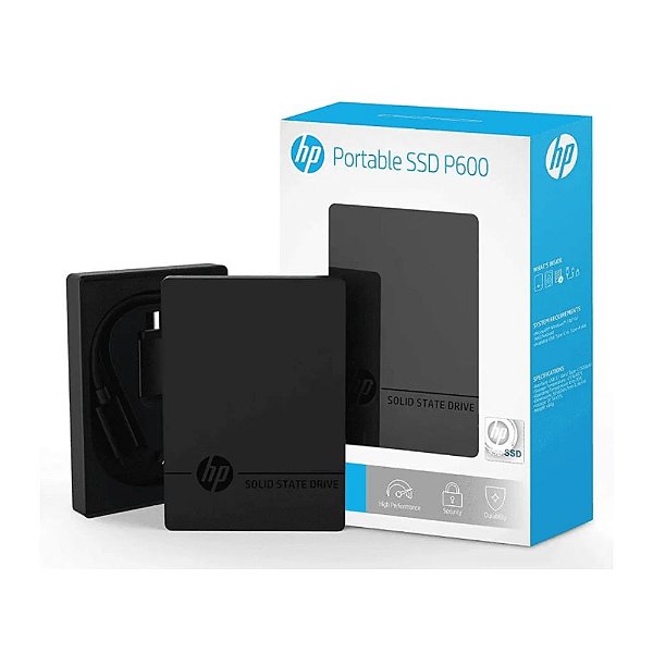 Ssd Externo Portátil 500GB P600 Hp Usb 3.1 Gen2 Tipo C Preto