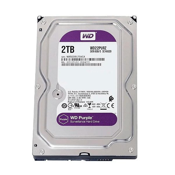 HD Interno WD Purple Surveillance SATA 2TB WD23PURZ