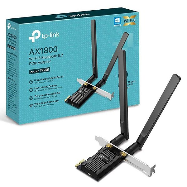 Placa de Rede TP-Link Archer TX20E Wi-Fi 6 e Bluetooth