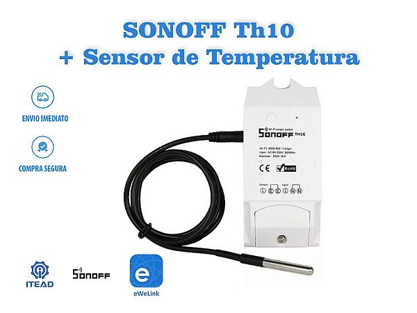 Sonoff Th10 Wifi Com Sensor De Temperatura Ds18b20