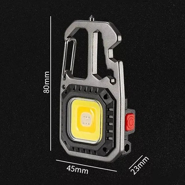 Lanterna Mosquetão Compacta com LED e Chaveiro