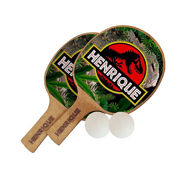 AL340 - Lembrancinha Kit Jogo Ping-Pong com Raquetes e Bolinhas - Tema Dinossauros