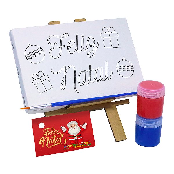 AL103 - Lembrancinha Kit Pintura Cavalete com Tela Gravada - Natal