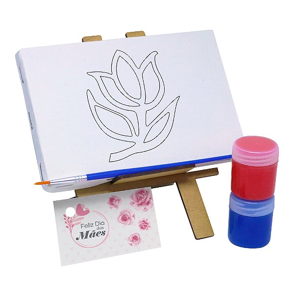 AL103 - Lembrancinha Kit Pintura Cavalete com Tela Gravada - Dia das Mães
