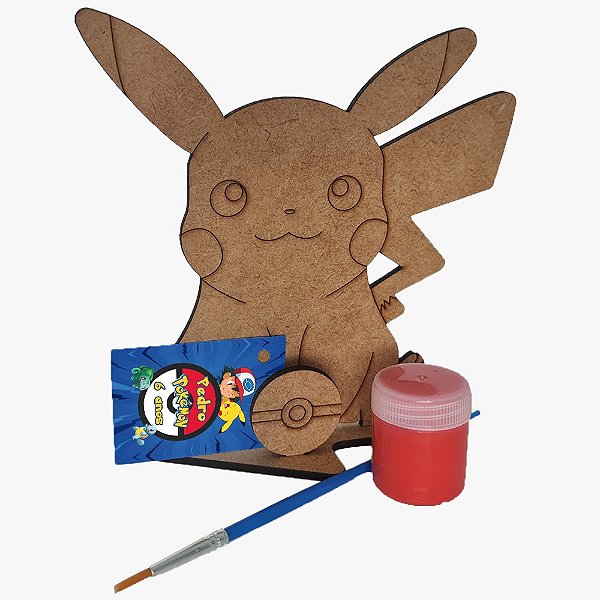 AL054 - Lembrancinha Kit Pintura Pokémon em mdf com Tinta e Pincel - Pikachu