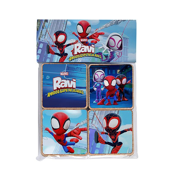 AL090 - Jogo da Memória mdf com adesivo Personalizado - Spider e seus Amigos