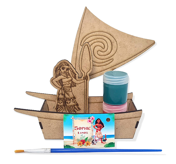 AL113 - Lembrancinha para Pintar - Barco Moana com 2 Tintas e Pincel