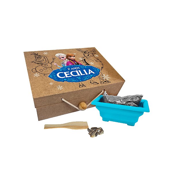 AL154 - Lembrancinha Cultivo Caixa mdf Personalizada com dtf e Flores - Tema Frozen