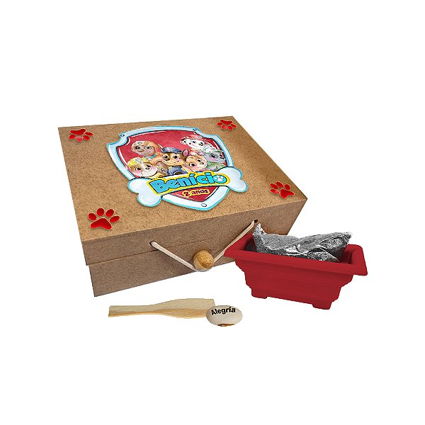 AL155 - Lembrancinha Jardinagem com Caixa mdf e Semente Gravada - Tema Patrulha Canina