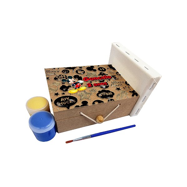 AL156 - Lembrancinha Kit Pintura com Caixa mdf Personalizada - Tema Turma do Mickey