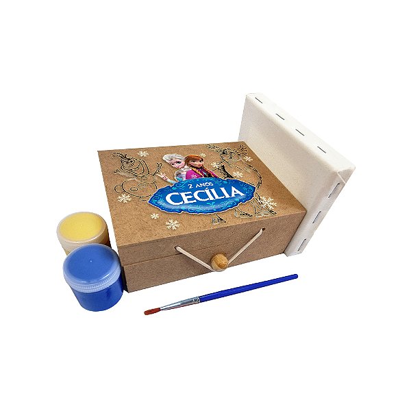 AL156 - Lembrancinha Kit Pintura com Caixa mdf Personalizada - Tema Frozen