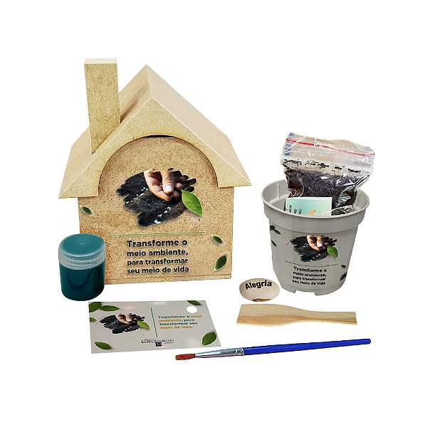 AL168 - Brinde Infantil Educativo para Plantar Casinha mdf com dtf - Tema Ecológico