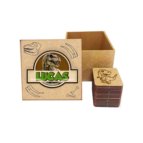 AL300 - Lembrancinha Jogo da Memória com 8 Pares e Tampa Colorida - Dinossauros