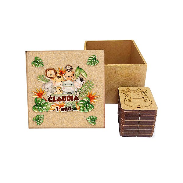 AL300 - Lembrancinha Jogo da Memória com 8 Pares e Tampa Colorida - Safári Baby