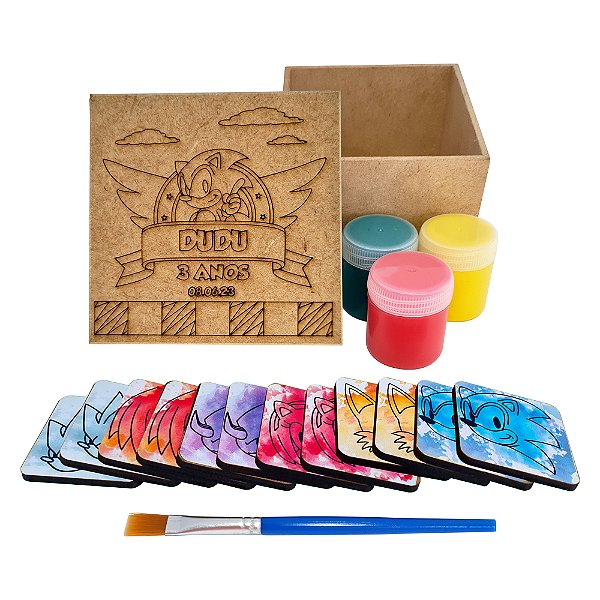 AL334 - Lembrancinha Jogo da Memória mdf com Peças Adesivadas - Sonic