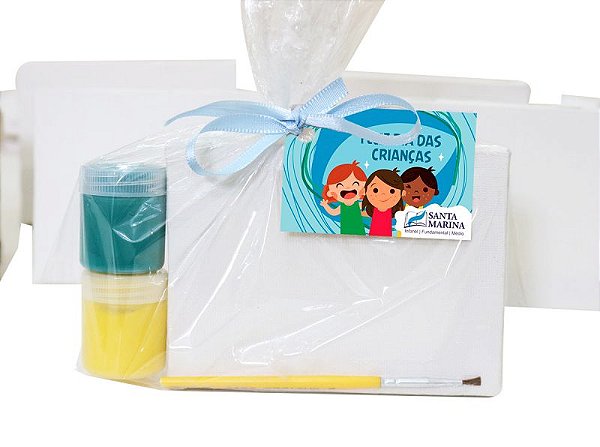 AL022 - Kit Pintura com Tela, Tintas e Pincel - Brinde Escolar