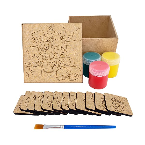 AL333 - Lembrancinha Kit Jogo da Memória mdf com Tinta e Pincel - Tema Mundo Bita