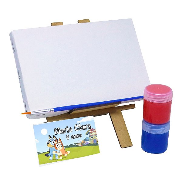 AL019 - Lembrancinha para Pintar com Cavalete, Tintas e Pincel - Tema Bluey
