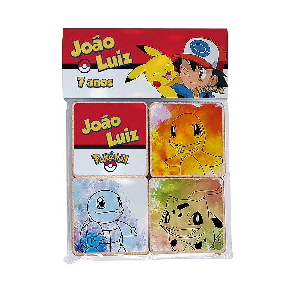 AL090 - Jogo da Memória mdf com adesivo Personalizado - Tema Pokémon