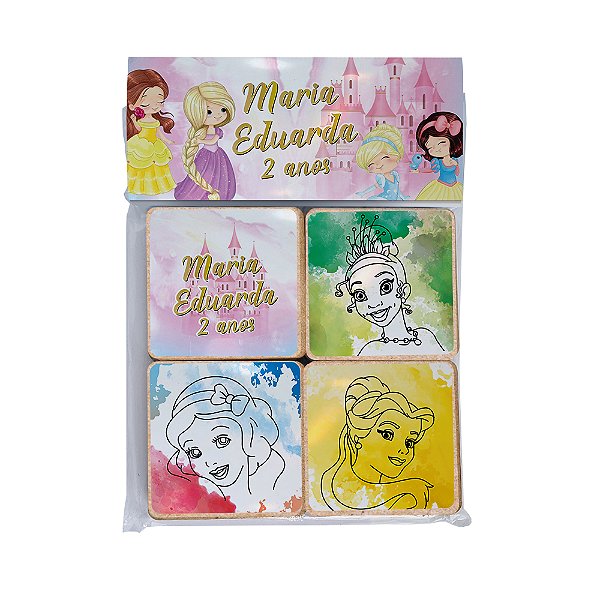 AL090 - Jogo da Memória mdf com adesivo Personalizado - Tema Princesas