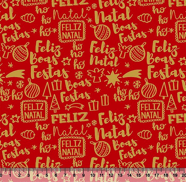 Tecido Tricoline Feliz Natal Vermelho