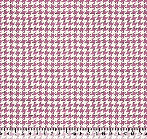 Tecido Tricoline Pied De Poule Rosa