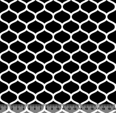 Tecido Tricoline Favos Geométricos Preto