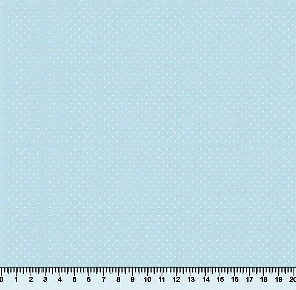 Tecido Tricoline Micro Poá Branco com Fundo Azul Bebê
