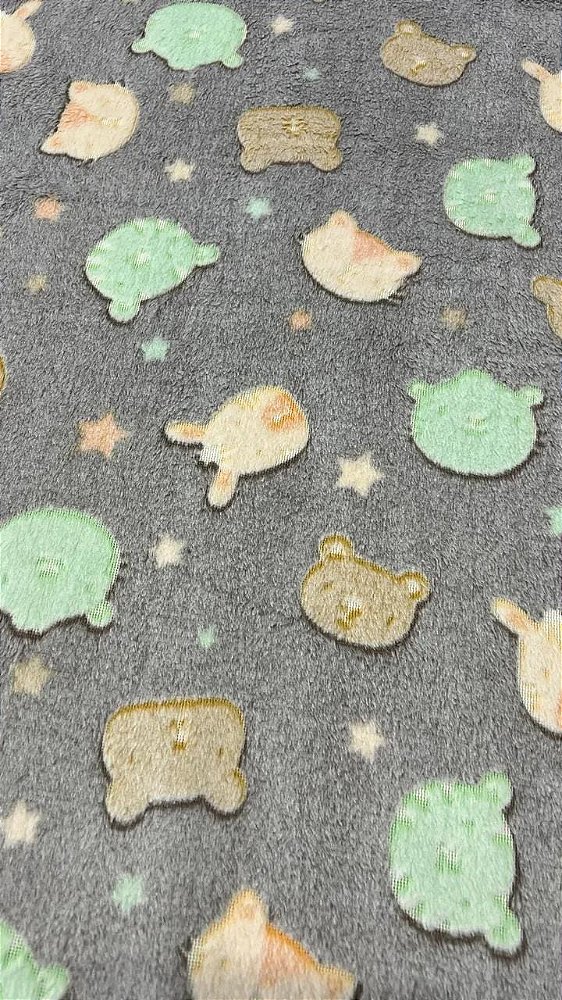 Tecido Ultrasoft - Mantinha Glow fleece Bichinhos