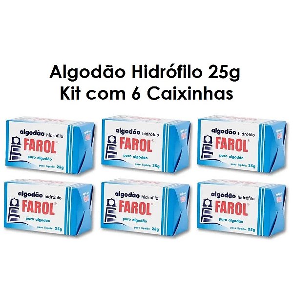 Algodão Caixa 25g Farol - Kit com 6 Caixinhas