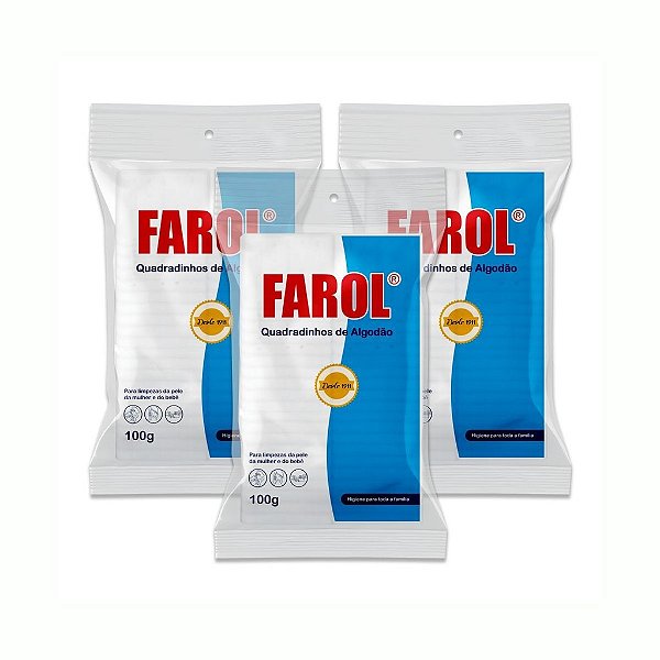 KIT COM 3 PACOTES ALGODAO FAROL QUADRADINHO