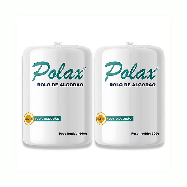 ALGODÃO ROLO 500G POLAX KIT COM 2 UNIDADES